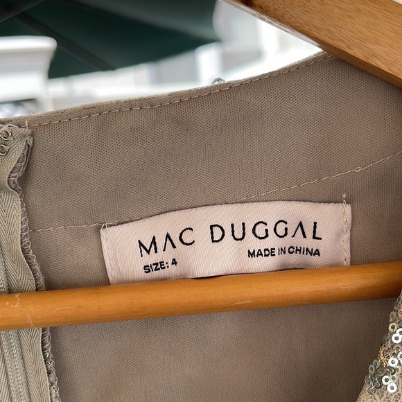 Mac Duggal - Sea Mist - Embellished V-Neck Illusion Long Sleeve Gown - Picture 8 of 17